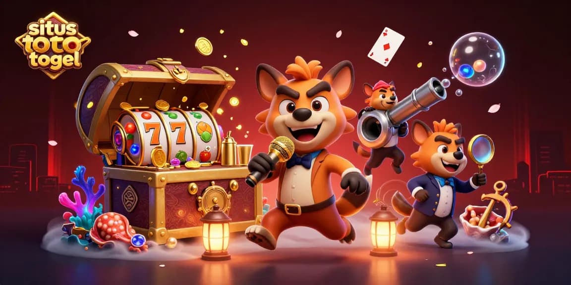 Experience situs toto togel excitement as hyenas entertain in a vibrant 3D casino scene.