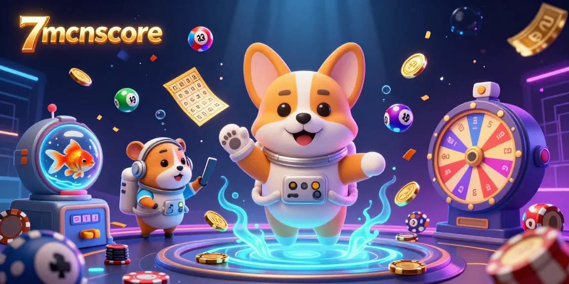 Play and win exciting games in 7mcnscore's colorful space casino with vibrant lottery balls and dynamic prizes.