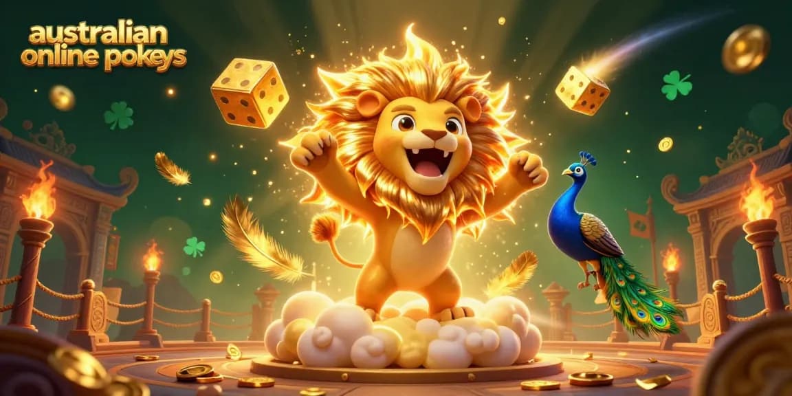 Spin the reels with australian online pokies featuring a dynamic, vibrant scene of luck and excitement.