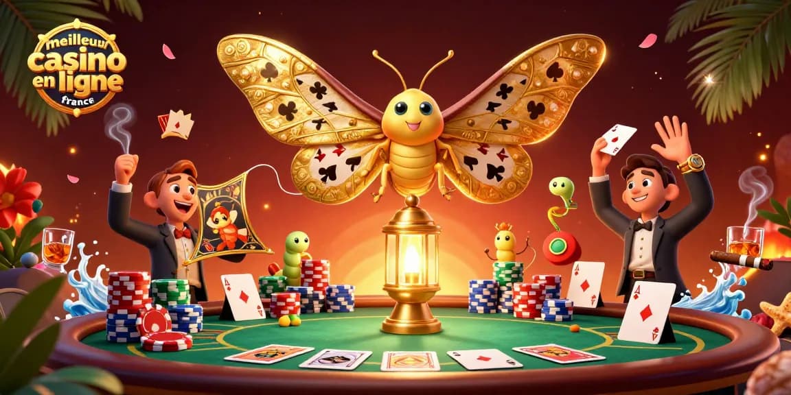 Le meilleur casino en ligne France avec un papillon atlas 3D vibrant et des éléments de poker