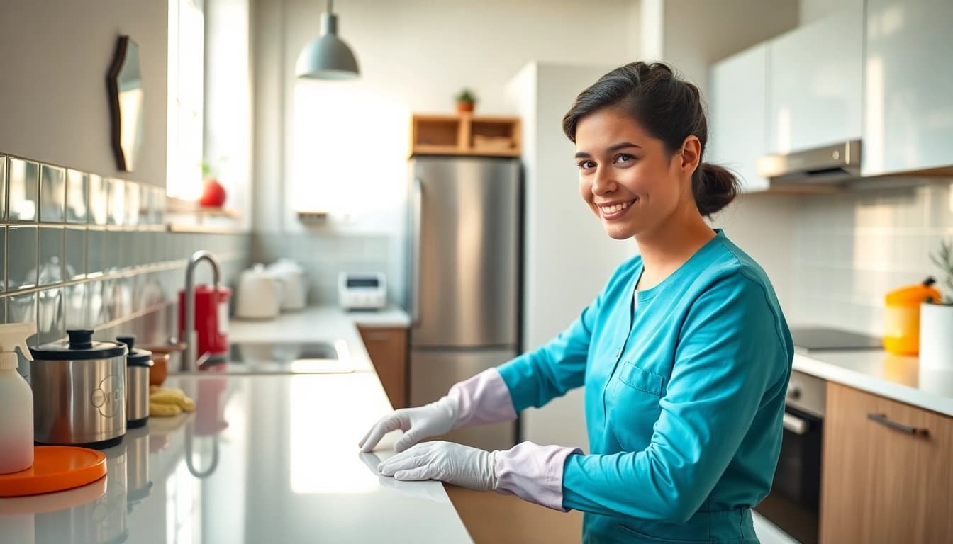 Efficient bond cleaning Brisbane session highlighting sparkling kitchen surfaces and professional service.