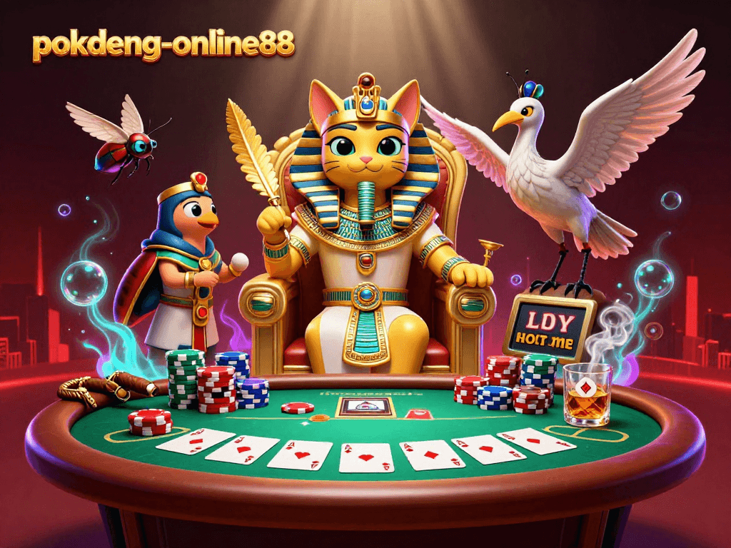 Experience the thrills of pokdeng-online88 with a dynamic illustration showcasing gameplay excitement.