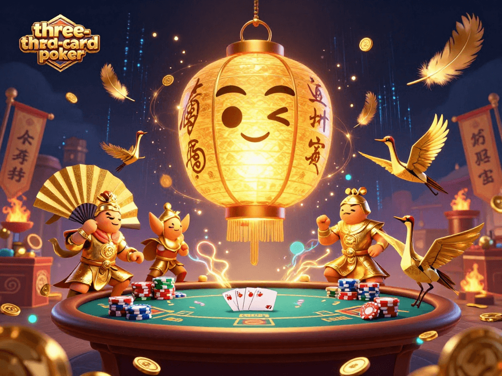 Experience the thrill of three-card-poker with dynamic gameplay elements and vibrant casino characters.