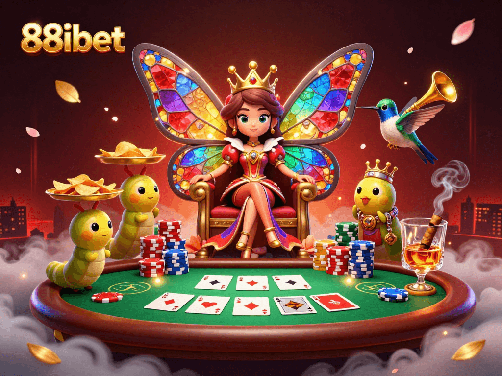 Experience the thrill of winning at 88ibet with vibrant casino gaming elements and captivating characters.