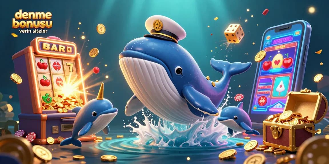 Experience the excitement of deneme bonusu veren siteler with a vibrant underwater casino scene featuring playful characters and games.