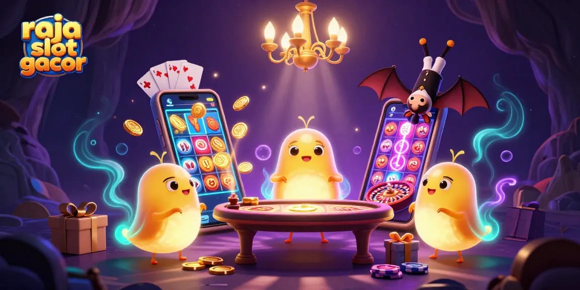 Experience excitement at raja slot gacor with glowworms lighting up a dynamic casino scene.