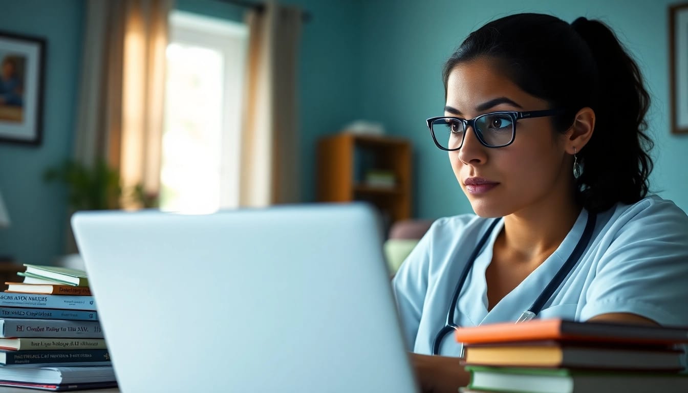 Students eagerly checking Past Nclex fast results on a laptop, reflecting hope and anticipation.
