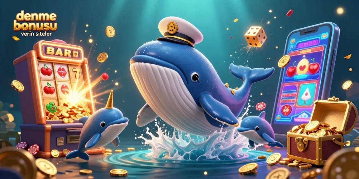 Experience the excitement of deneme bonusu veren siteler with a vibrant underwater casino scene featuring playful characters and games.