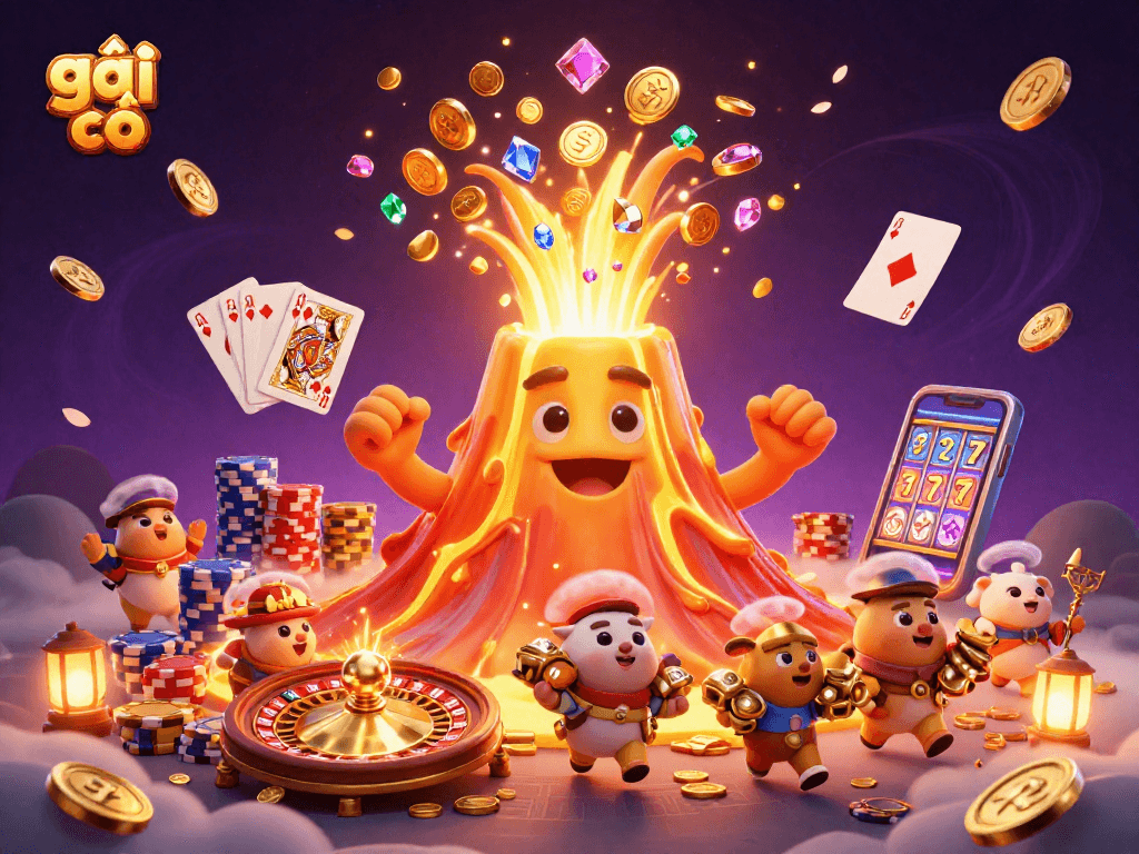 Experience excitement with the golden volcano and treasure as part of gái gọi casino adventures.