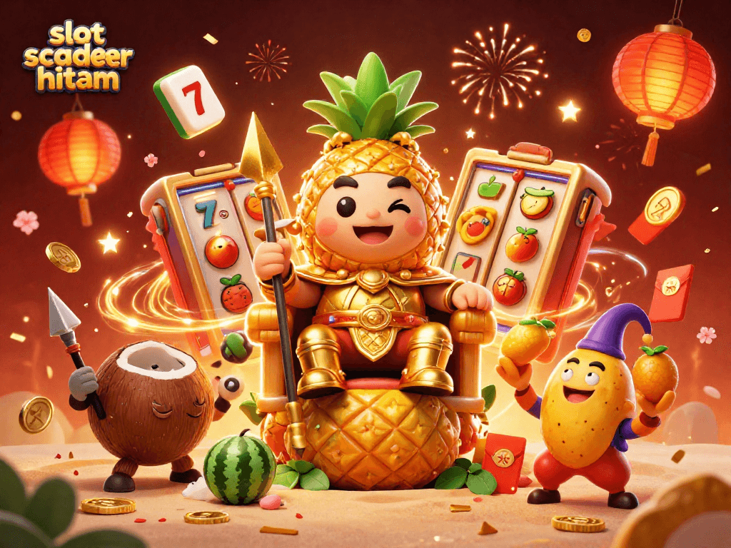 Spin the reels with slot scatter hitam while enjoying vibrant casino action and festive decorations.