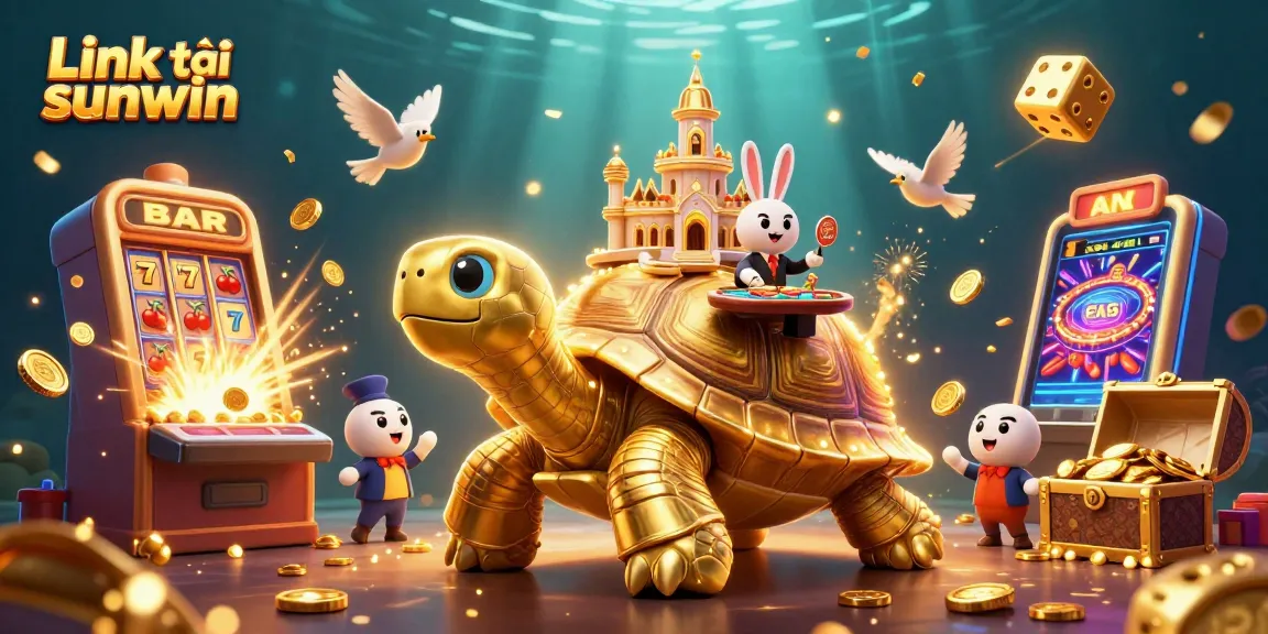 Spin and win with the latest Link tải sunwin adventure in a vibrant casino scene featuring golden symbols.