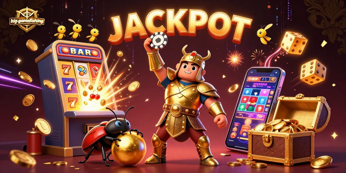 Win at big-gamefishing as the hercules beetle triumphs in a dazzling jackpot scene.