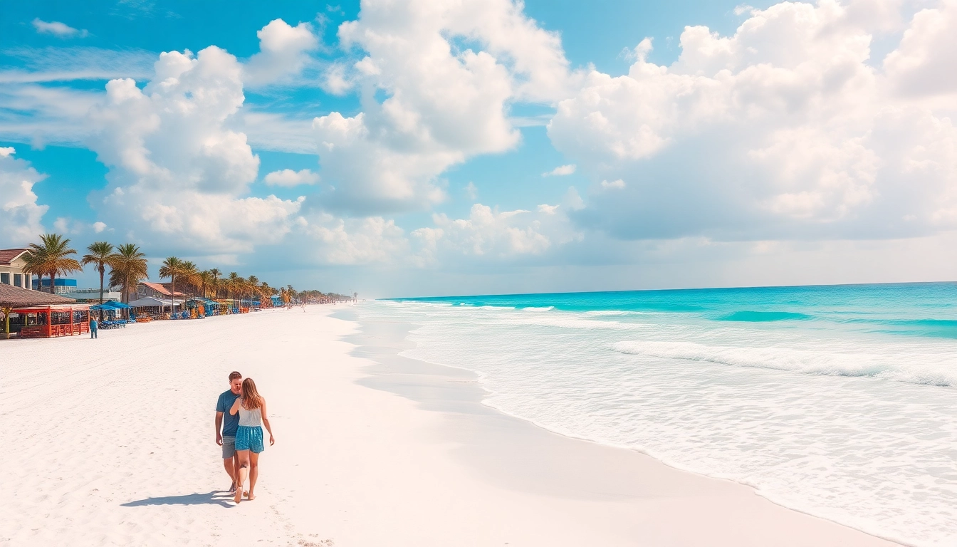 Relaxing on the beach in Pensacola FL, a couple enjoys the sun and surf.