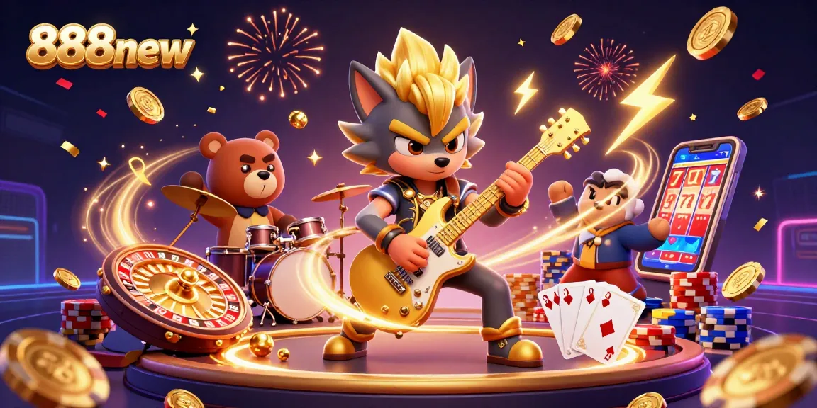 Experience thrilling gameplay at 888new with vibrant characters amidst cascading coins and jackpots.