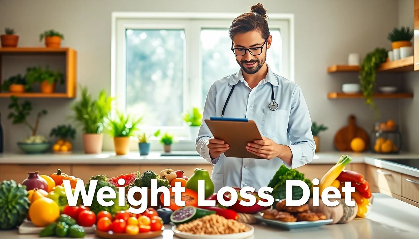 Nutritionist planning a Weight Loss Diet with fresh, colorful ingredients in a bright kitchen.