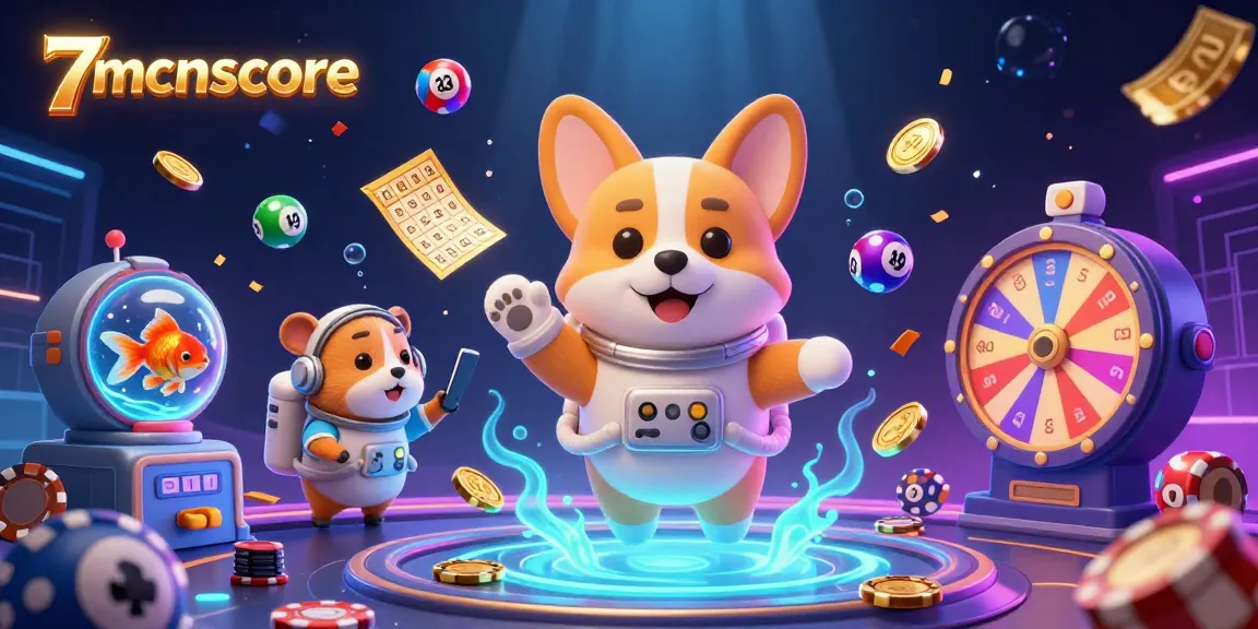 Play and win exciting games in 7mcnscore's colorful space casino with vibrant lottery balls and dynamic prizes.
