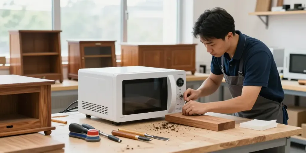 SHASHEL® technician eliminating wood-boring insects in a professional workshop.