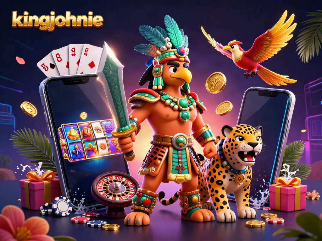 Experience the thrill of kingjohnnie casino with vibrant warriors and dynamic gaming elements.