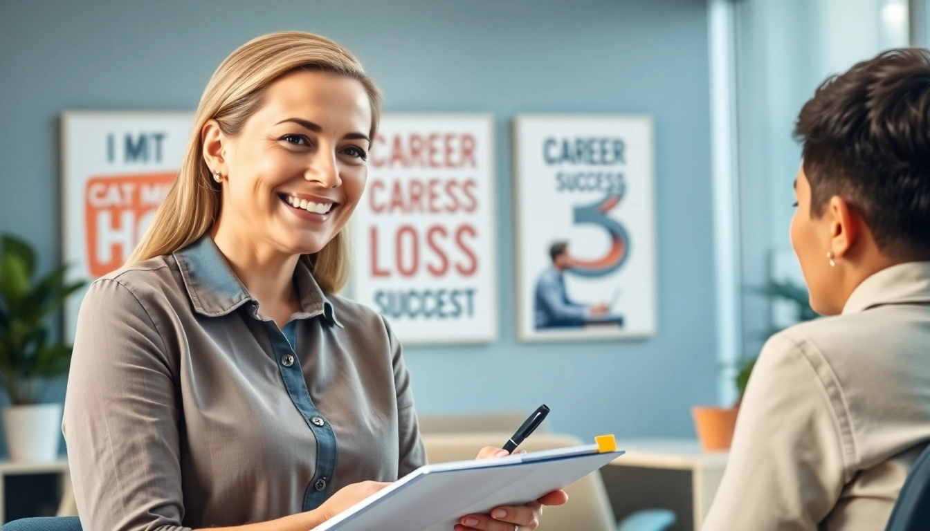 Career coaching session highlighting an engaged professional and supportive environment.