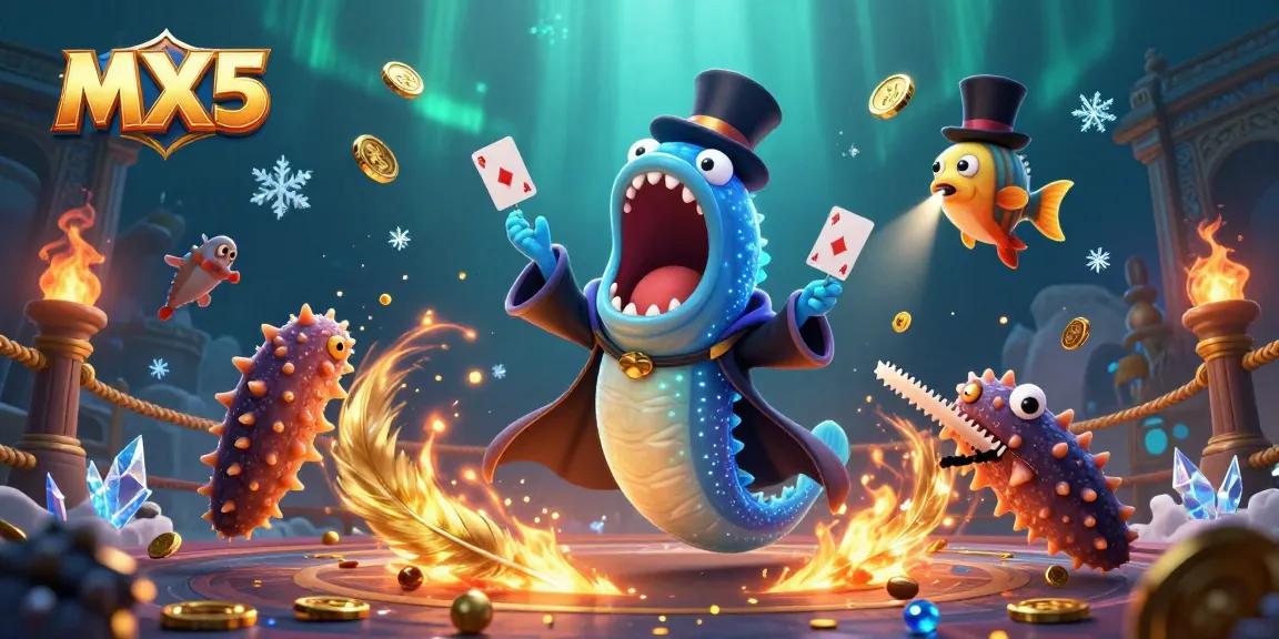 Play and win with MX5's vibrant casino characters in an underwater magic act.