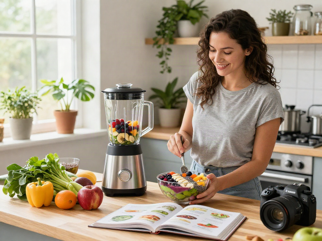 Bolakami smoothie bowls prepared by nutritionist in vibrant kitchen.