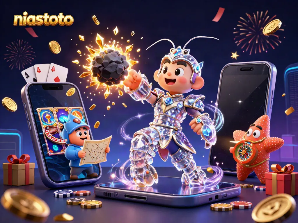 Engaging niastoto scene with a galactic samurai mantis shrimp, colorful slot reels, and golden coins in a cosmic environment.
