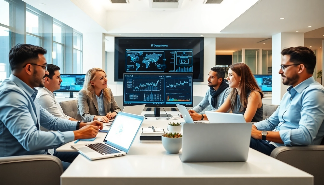 Enhance your IT operations with outsourced IT services London, showcasing a collaborative team in a modern office.