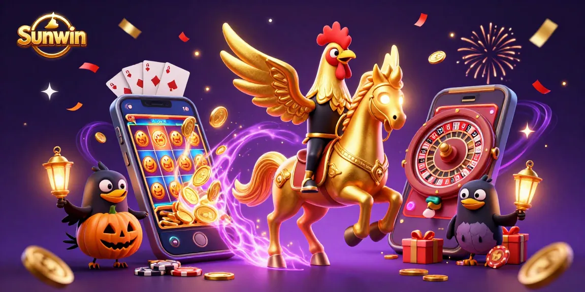 Sunwin offers thrilling gameplay with golden rooster in a casino scene filled with excitement.