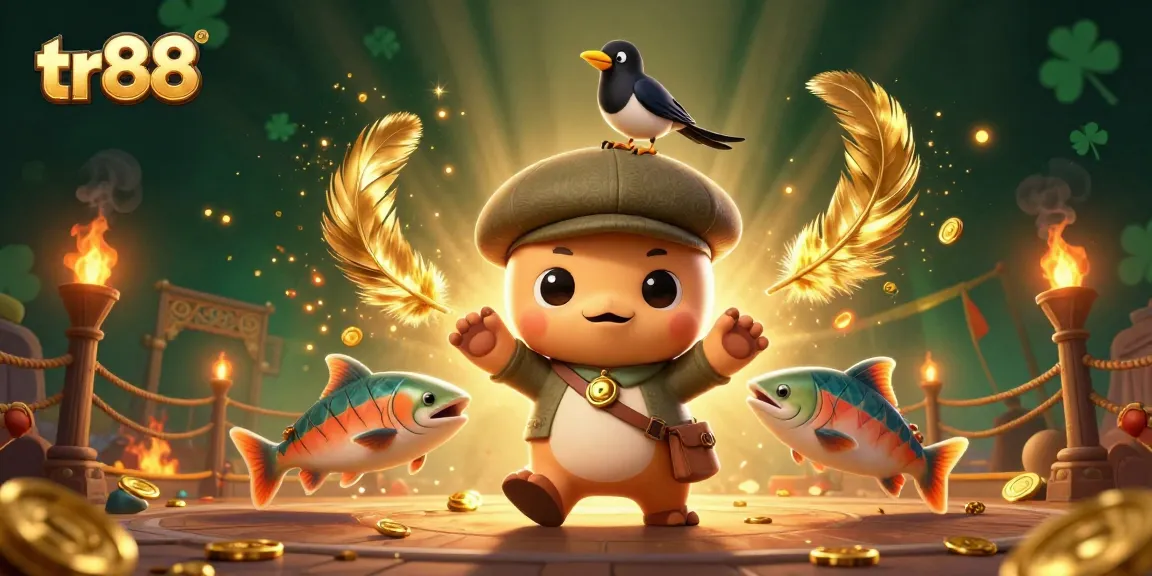 Experience thrilling gaming with tr88, featuring playful cartoon characters in a vibrant casino setting.