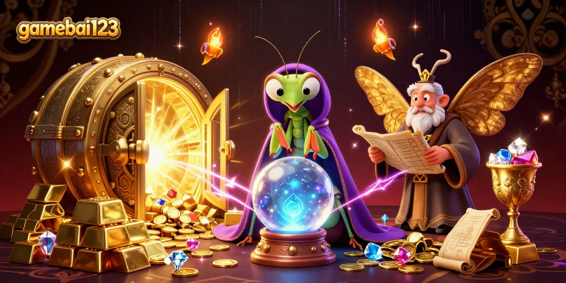 Play exciting games at gamebai123 featuring a mystical casino scene with treasure and fortune.