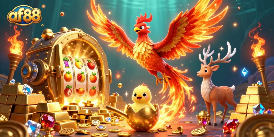 Experience the thrill of winning at af88 with vibrant golden treasures and magical characters.