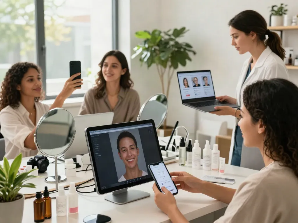Exploring alternatives to QOVES in beauty analysis with a diverse group engaging in facial assessments and mobile apps.