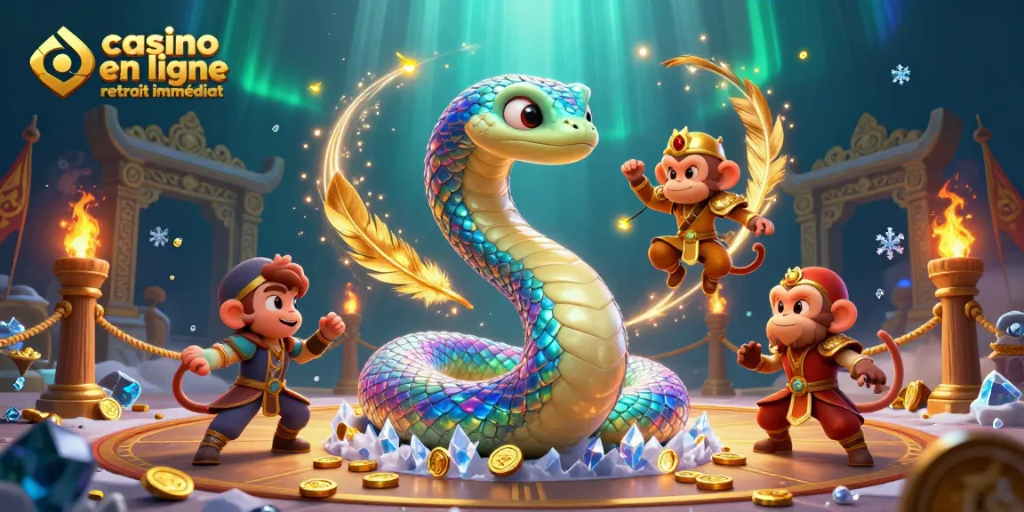 Jouer au casino en ligne retrait immédiat avec des personnages fantastiques entourés de pièces d'or.