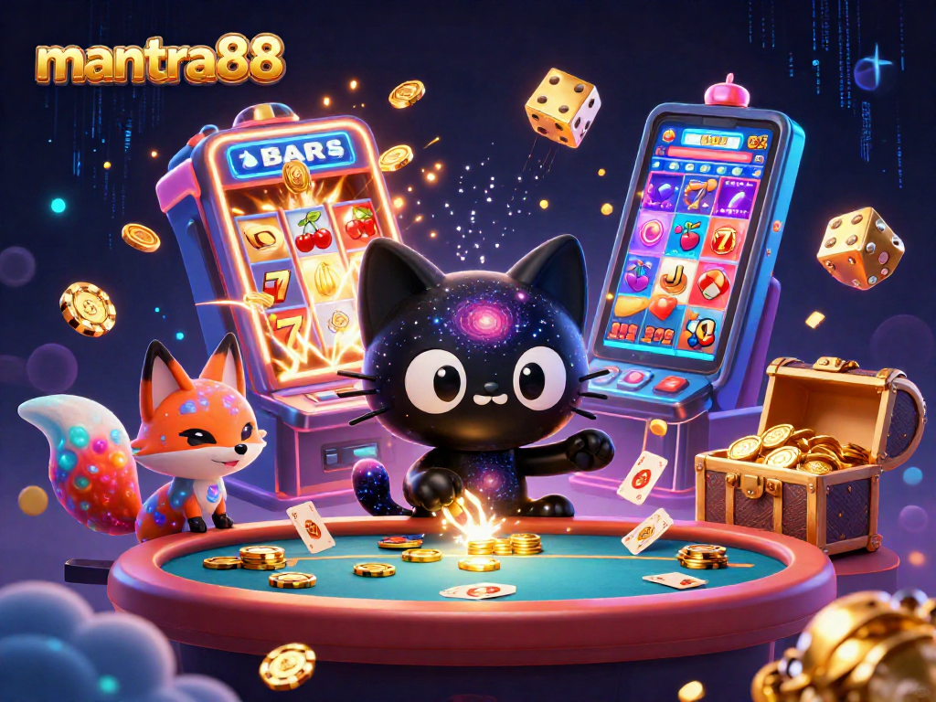 Experience the excitement of mantra88's cosmic casino with dynamic characters and gambling elements.