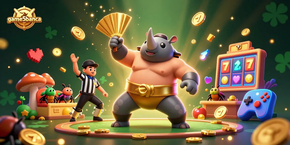 Engage in thrilling gameplay with game5banca's colorful slots featuring golden coins cascading from a championship beetle.