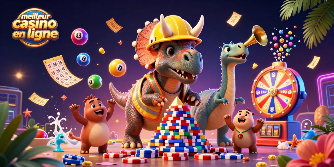 Gagnez des gains avec le meilleur casino en ligne, une scène colorée de jeux et d'excitation.