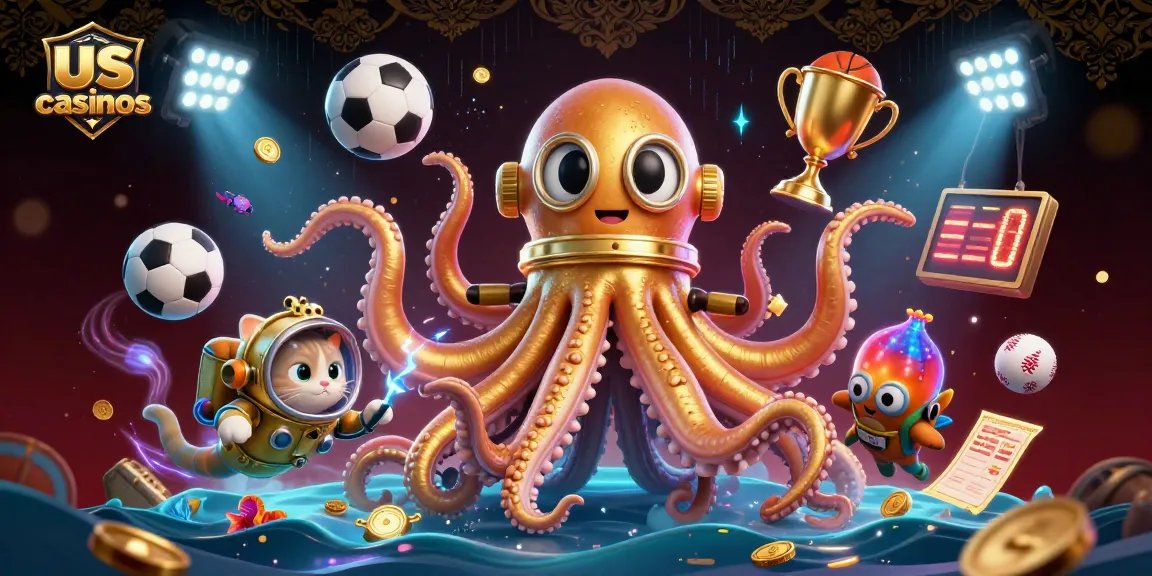 Play thrilling games at us casinos with a colossal kraken, diving cat, and vibrant sports elements.