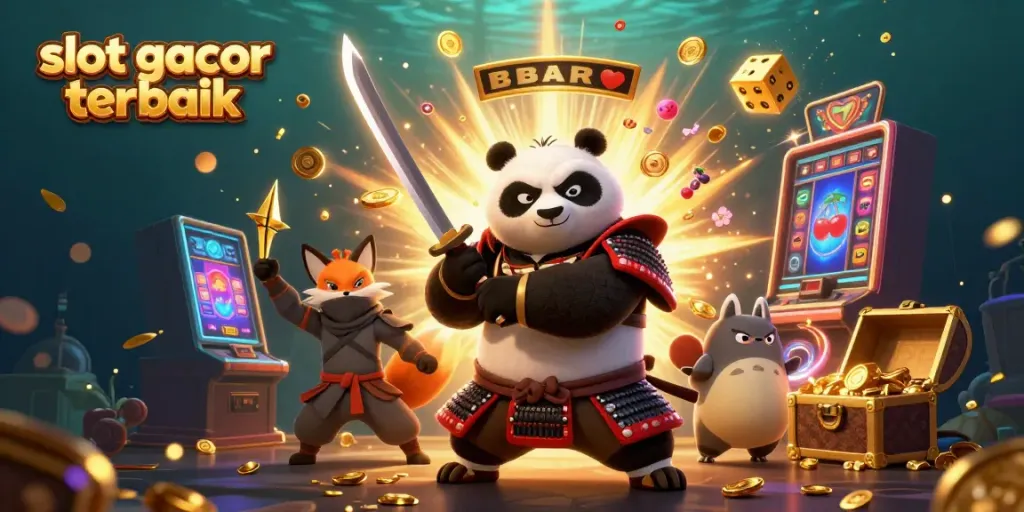 Menangkan slot gacor terbaik dengan ilustrasi 3D menarik yang menampilkan karakter unik dan mesin slot.