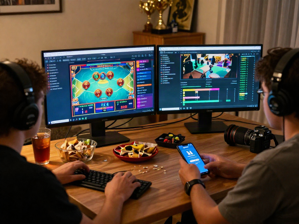 Engaging scene of online gamblers enjoying 먹튀스팟 검증사이트 in a cozy environment.