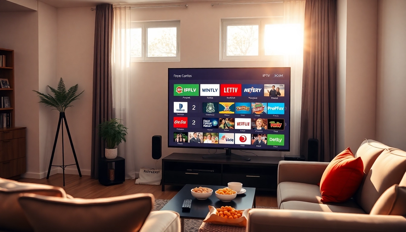 Experience the variety of free trial iptv services in a cozy living room.