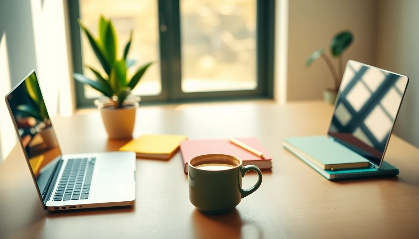Your Most Productive Life depicted in an inspiring workspace setup.