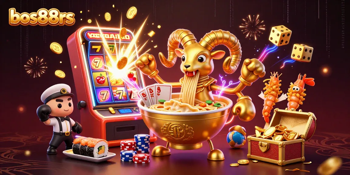 Experience the excitement at bos88rs with a 3D cartoon illustration of casino characters and dynamic gaming elements.