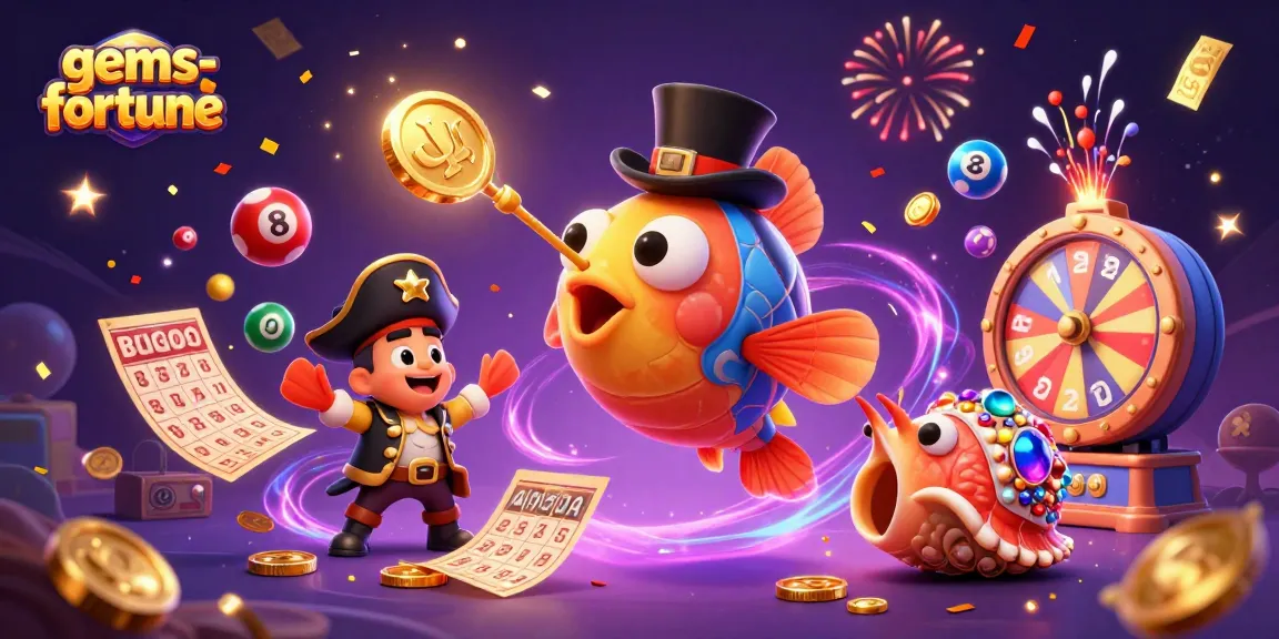 Engage with gems-fortune as 3D characters and vibrant casino elements create a magical gambling scene.