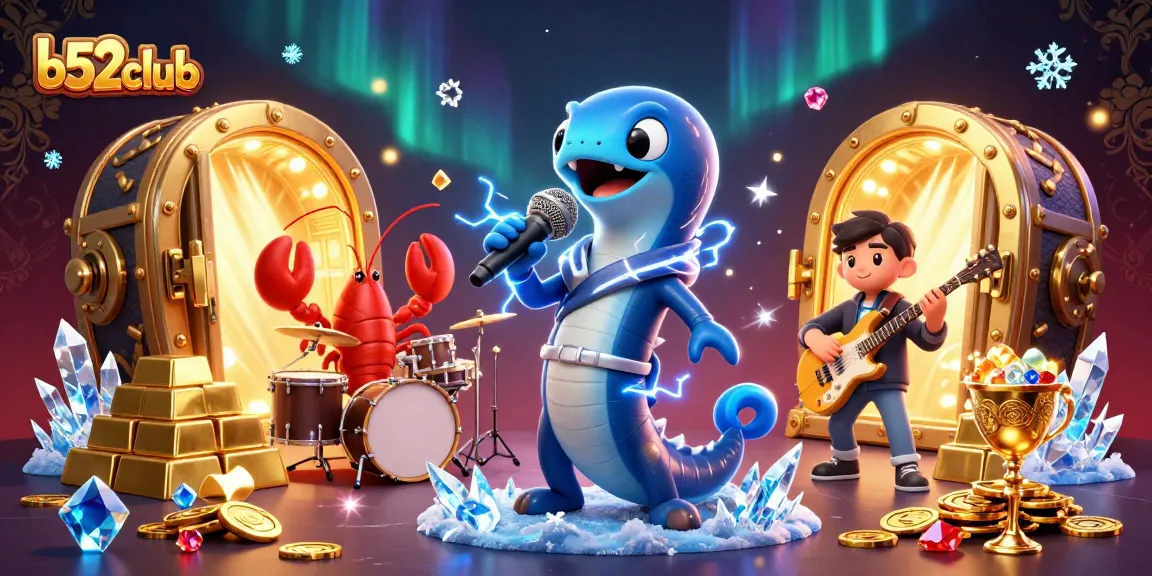b52club showcases an underwater casino scene with vibrant characters performing and treasure elements.
