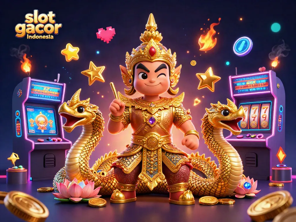Experience excitement in slot gacor Indonesia with vibrant gaming imagery and animated scenes.