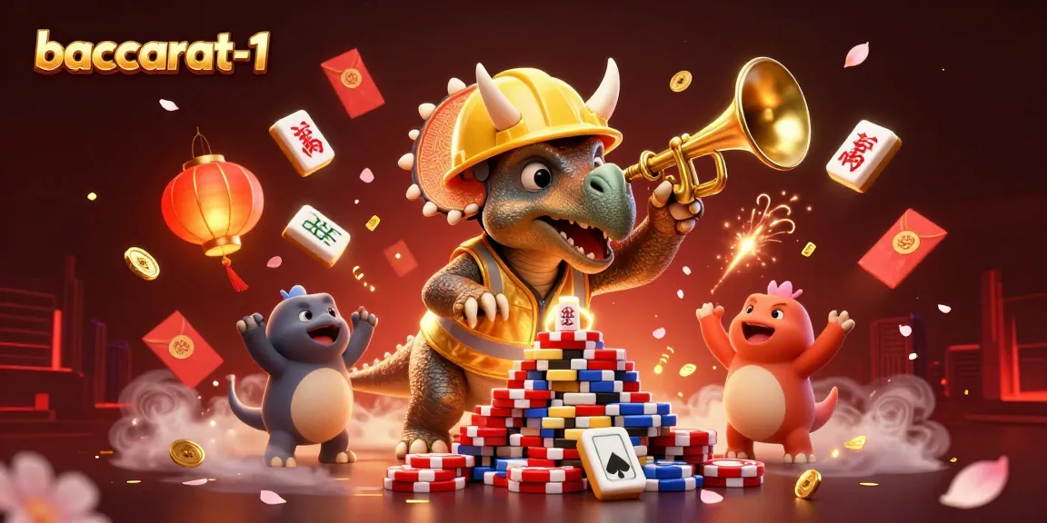 Experience baccarat-1 excitement with vibrant 3D illustration of casino-themed celebration.