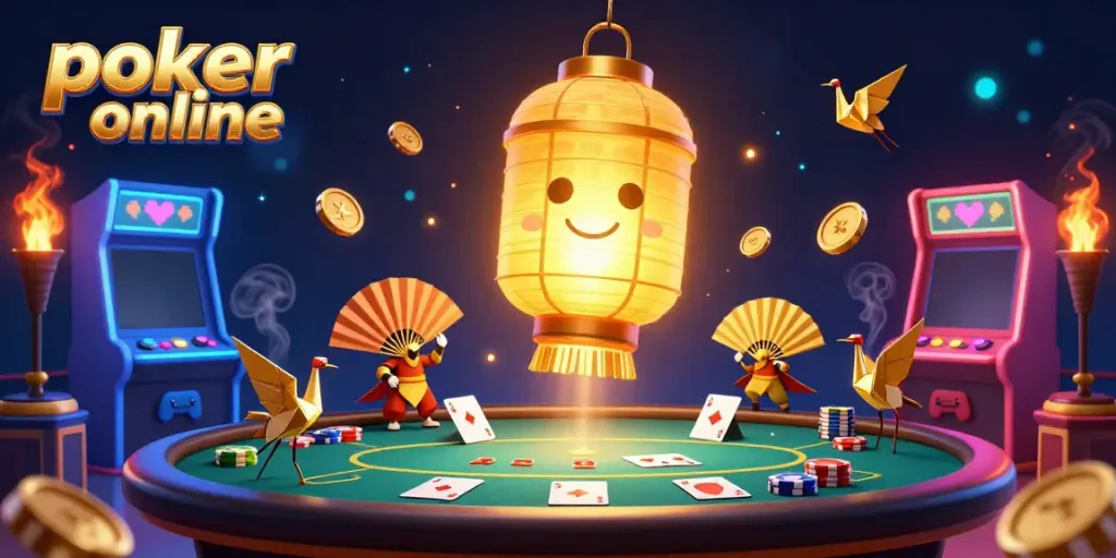 Immerse in poker online action with vibrant casino elements and glowing lantern spirit.
