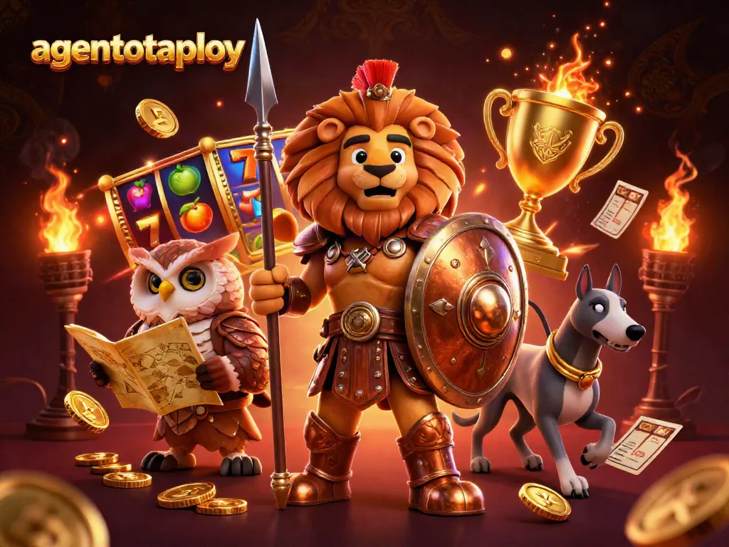 Experience thrilling slots with agentotoplay in this dynamic 3D illustration featuring exciting game elements.
