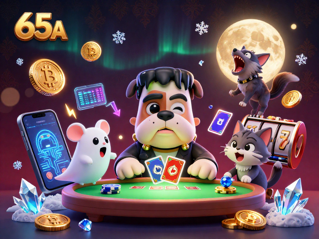 65A, jogue uma partida com o simpático bulldog Frankenstein e o ratinho fantasma em um cassino animado.
