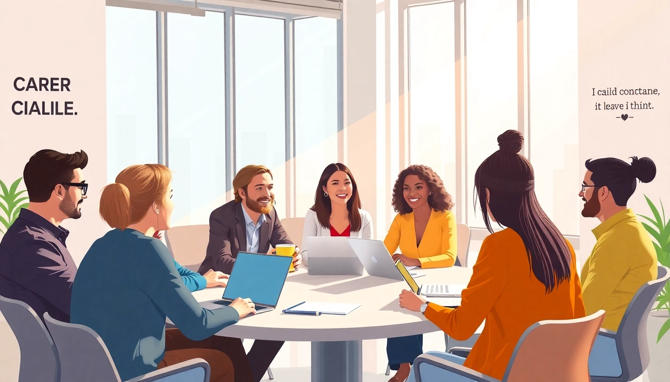 Engaging scene of Career Coaching in a modern office showcasing a collaborative discussion.